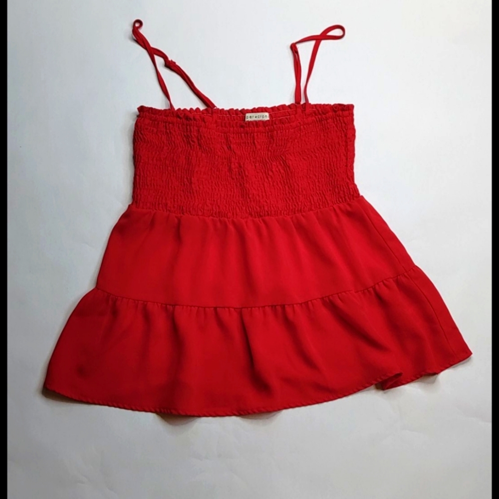 Red Paper Crane Ruched Spaghetti Strap Babydoll To